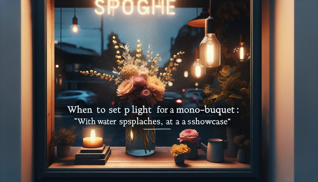 Когда настроить свет моно-букет: с брызгами воды, у витрины