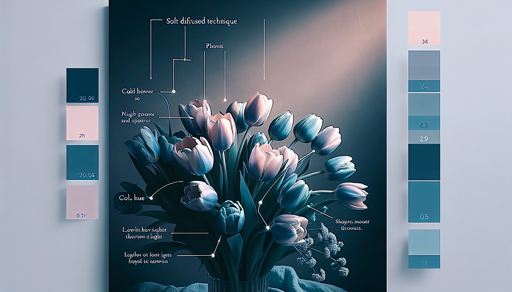 Техника постановки света тюльпаны в холодной палитре
