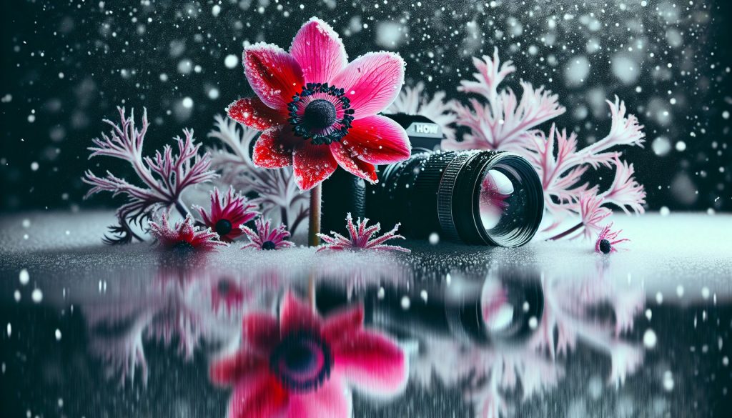 Гайд снять портрет анемоны: с отражениями, в снегопад