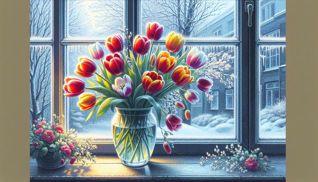 Инструкция весенние тюльпаны дома у окна: показать в холодной палитре