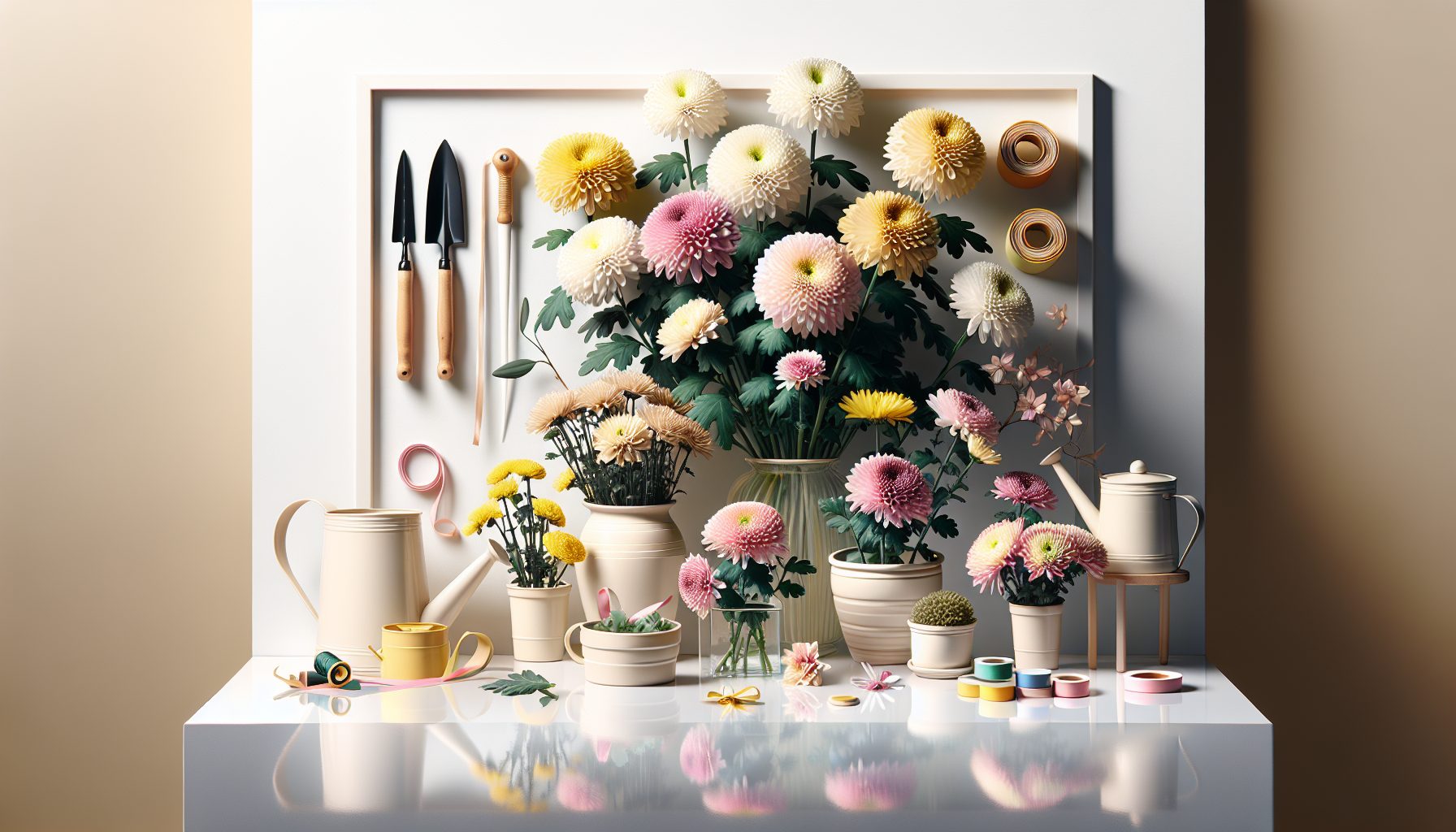 Подбор реквизита для хризантем