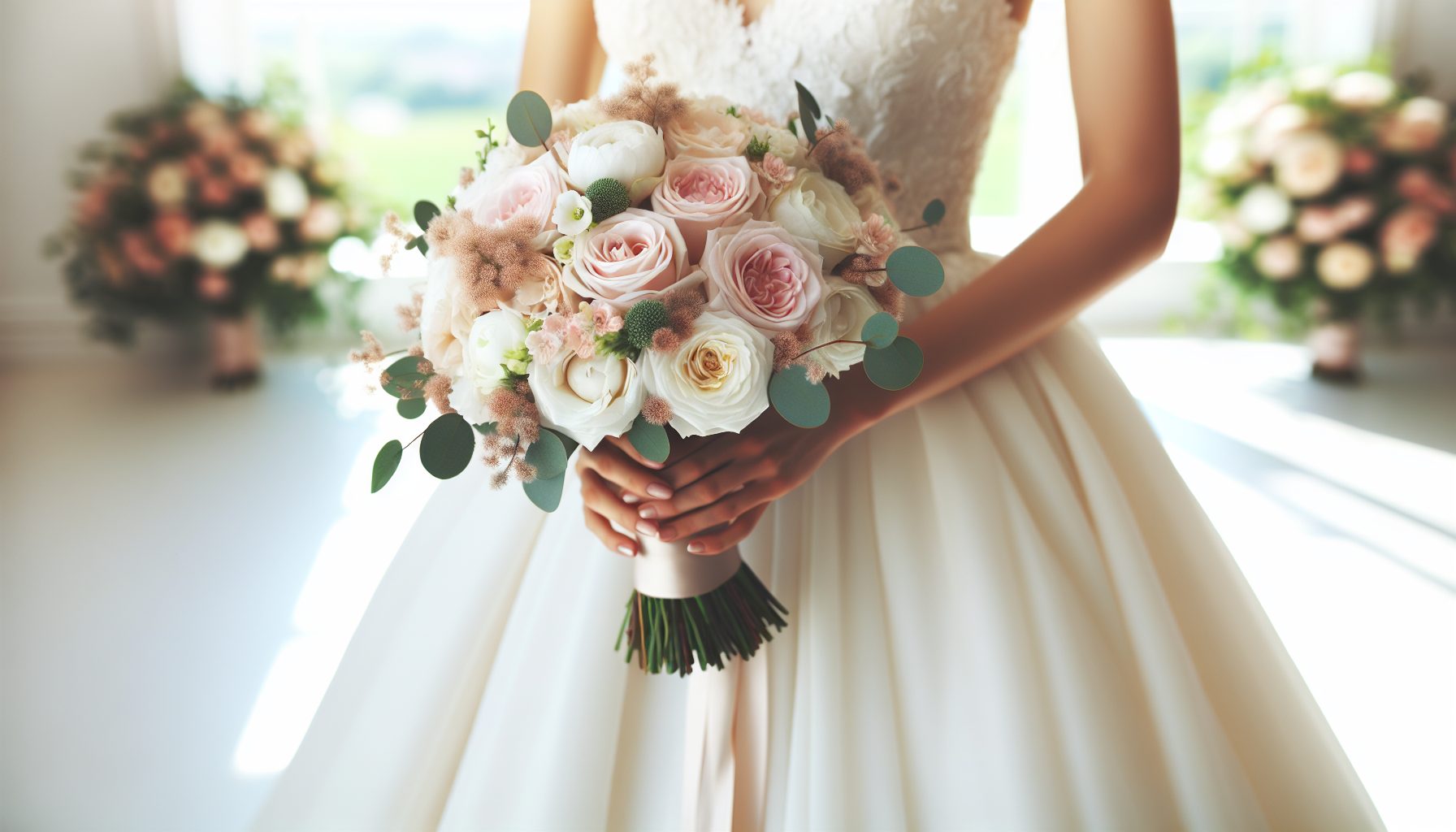 Форма букета и поза невесты