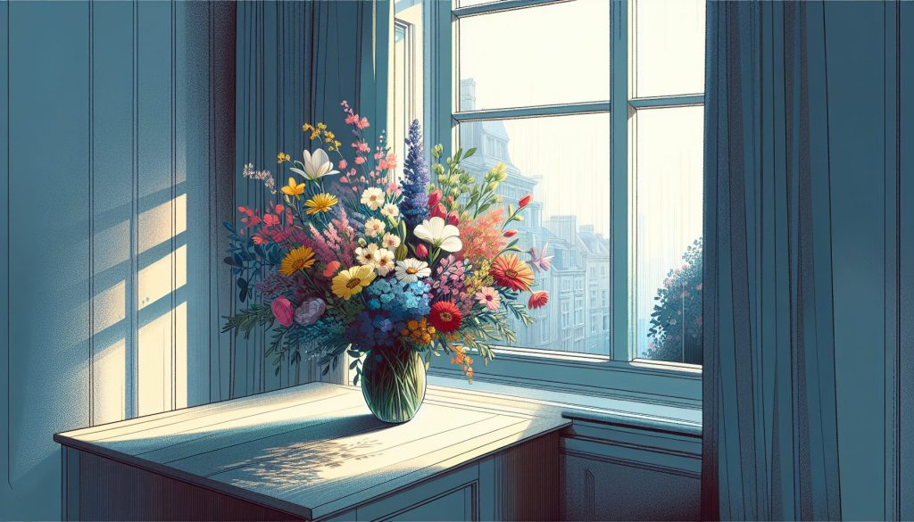 Букет на подоконнике: простые идеи съёмки с естественным светом