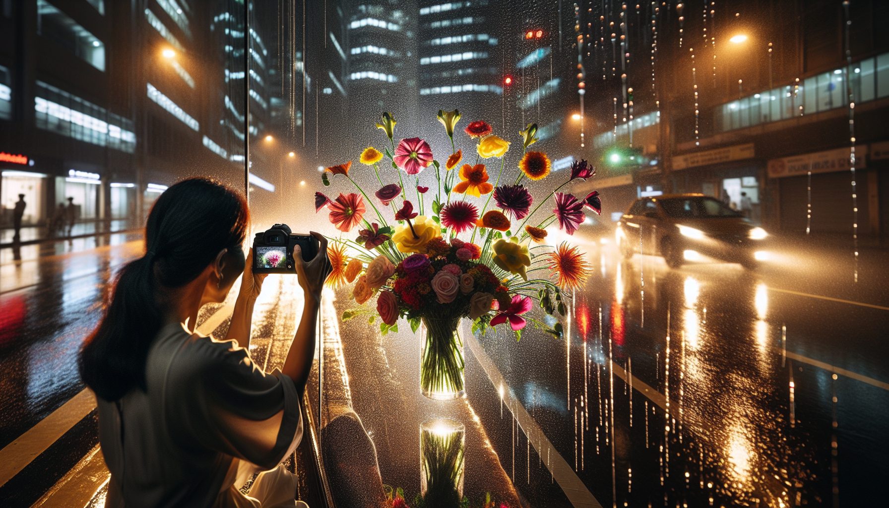 Свет, отражения и капли дождя