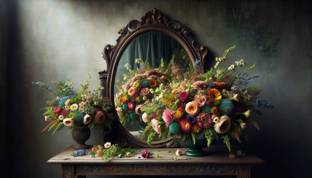 Букет у зеркала: удваиваем красоту без сложной обработки