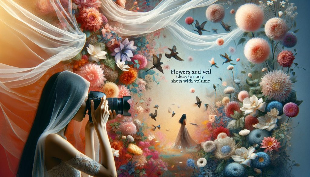 Цветы и фата: идеи воздушных кадров с объёмом
