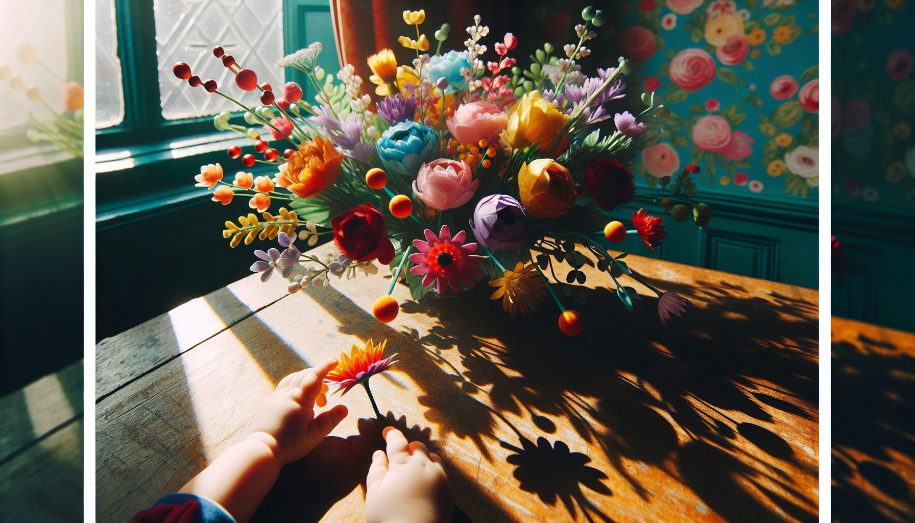 Как фотографировать букет с уровня ростa ребёнка